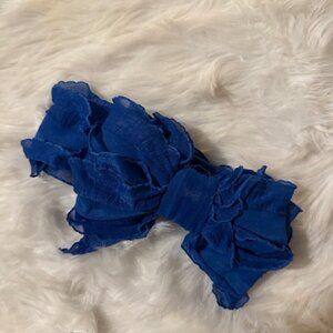 Royal Blue Ruffle Big 6" Messy Bow Headband